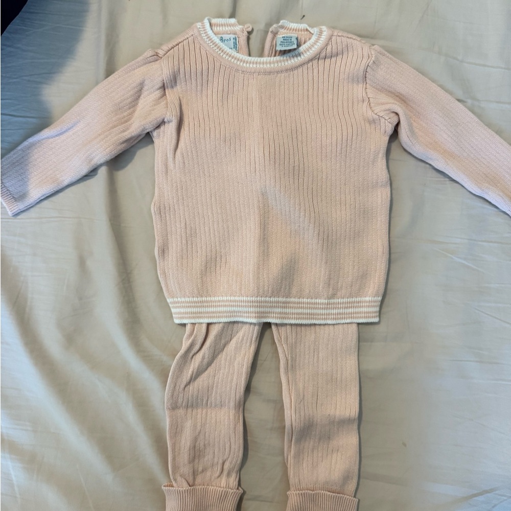 Feltman Bros Baby Knit Set 6M Pink Sweater & Pants Classic Vintage Style Outfit